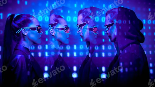 Preview: Affectionate couple against cyber security background