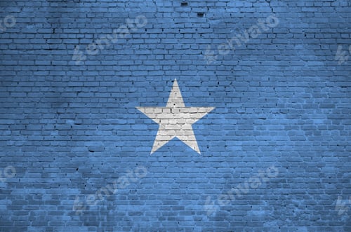 Preview: Somalia flag depicted in paint colors on old brick wall close up