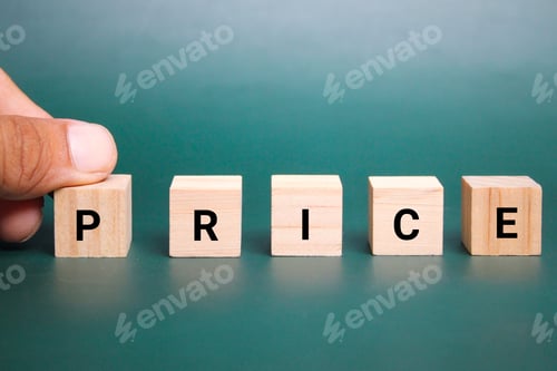 Preview: Price Blocks On Green Tabletop Surface