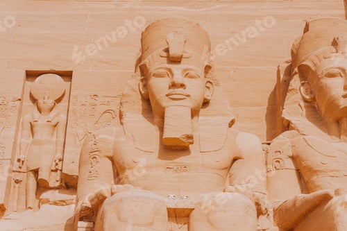 Preview: Majestic statues of ramses ii are guarding the great temple of abu simbel