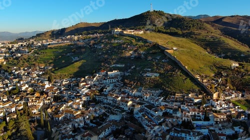 Preview: Sunrise aerial perspective of the Albaicin district, an ancient Moorish quarter