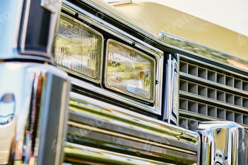 Preview: Closeup headlight of retro car