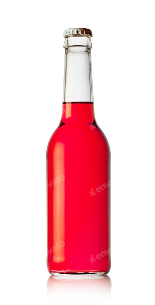 Preview: Bottle of Refreshing Red Liquid Isolated on White