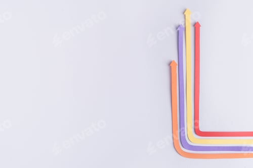 Preview: Business graphics arrows isolated over grey background.