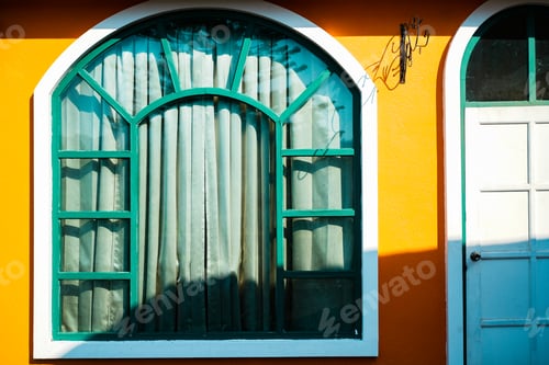 Preview: Light and shadow on Windows of houses and building minimal building Abstract background of buildin