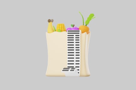 Preview: Grocery bag with food receipt