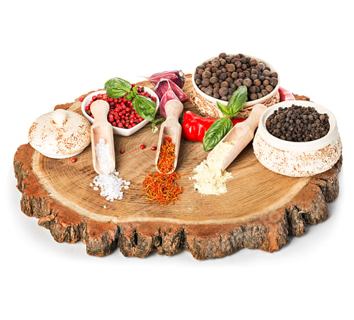 Preview: Various Spices and Herbs Displayed on Wooden Board