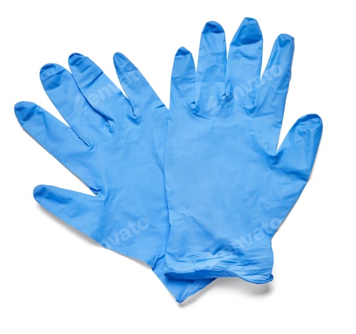 Preview: Pair of Blue Medical Gloves on White Backdrop