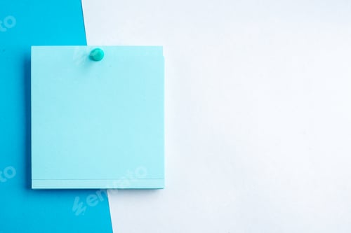 Preview: top view blue sticker on white-blue background color people mood photo school college notepad