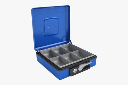 Preview: Open Blue Cash Box with Coin Tray