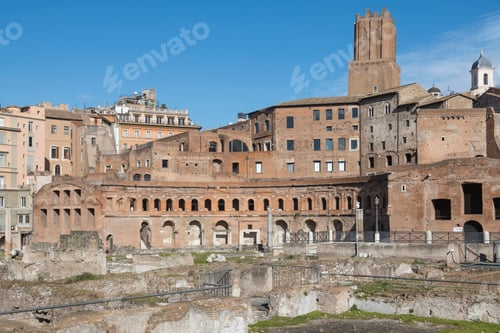 Preview: Trajans forum archaelogical site landmark. Rome city center. Italy