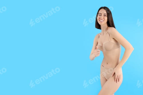 Preview: Concept of weight loss with attractive young woman, space for text