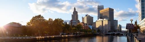Preview: Panoramic view of a modern city during a vibrant sunset