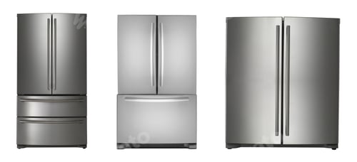 Preview: Three Modern Refrigerators on a White Background