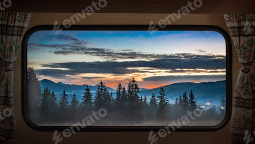 Preview: Sunset in Tatras in Zakopane, view from camper window