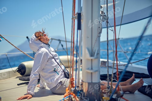 Preview: Summertime Cruising And Enjoying On A Sailing Boat At Open Sea.