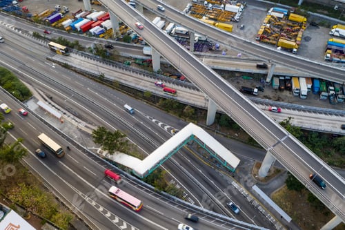Preview: Kwai Tsing, Hong Kong 14 February 2019: Top view of traffic in Hong Kong