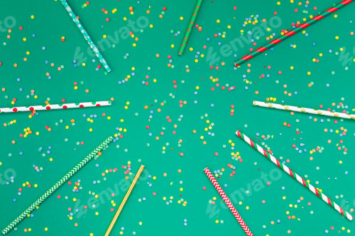 Preview: Christmas pattern cocktail straws green paper
