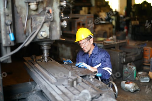 Preview: Industrial factory employee working in metal manufacturing industry