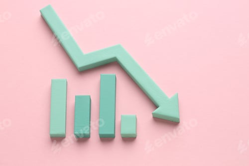 Preview: Multicoloured arrows pointing up and down. Symbolise growth progress, success in business finance.