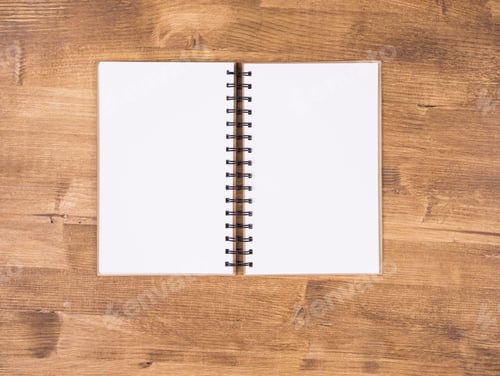 Preview: Top view of traveler notebook on wooden table