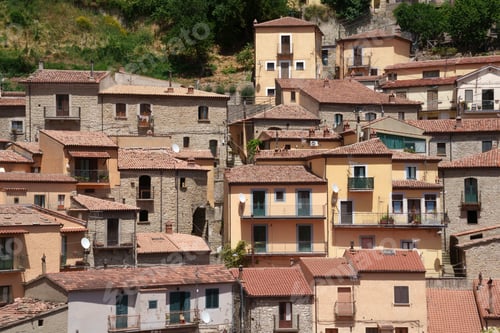 Preview: View of Castelmezzano, historic town in Basilicata, Italy
