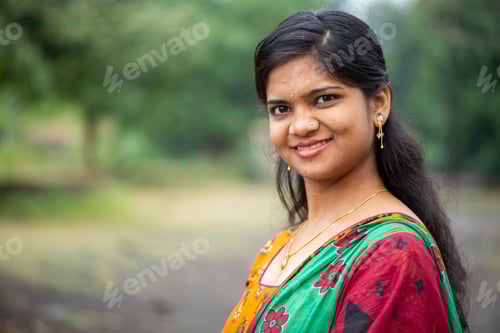 Preview: Portrait of Happy young beautiful Indian woman