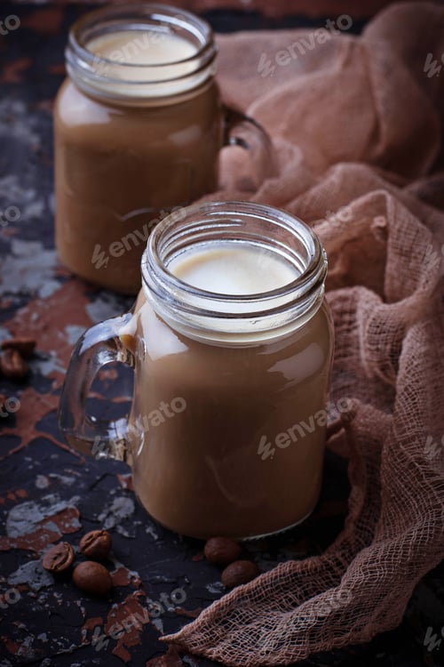 Preview: Coffee with milk in jar
