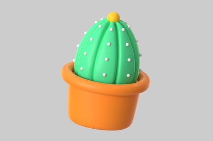 Vista previa: Cactus estilizado en maceta naranja