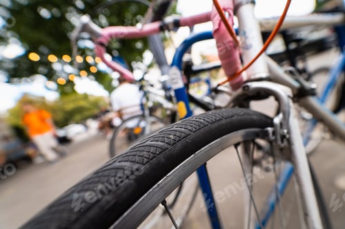 Preview: Bike Wheels close up on the street