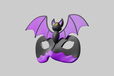 Vista previa: Máscara de murciélago de Halloween con alas