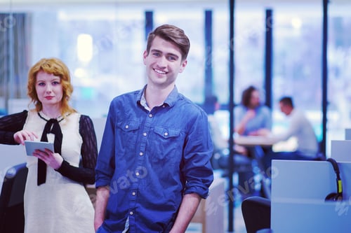 Preview: Business People Working With Tablet in startup office