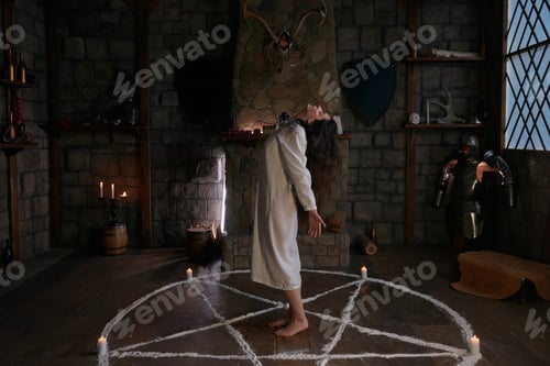 Preview: Woman summoning mystical forces within ancient surroundings