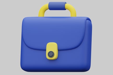 Preview: Blue briefcase with yellow handle and latch