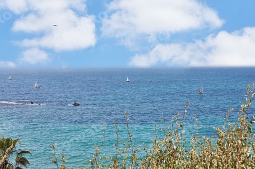 Preview: Panorama of the mediterranean sea with sailboats from old Jaffa