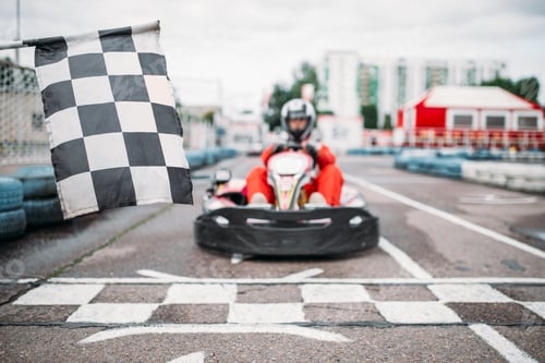 Preview: Carting racer on start line, front view