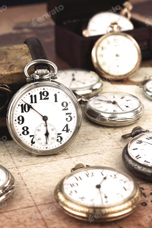 Preview: Antique retro silver pocket clocks