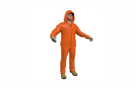 Preview: Figure with outstretched arms in orange jumpsuit