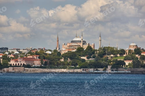 Preview: Hagia Sophia and bosporus strait in Istanbul city center. Turkey