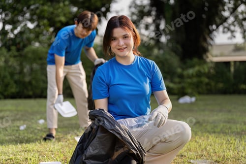 Preview: Young Volunteers Cleaning Park Area, Collecting Litter and Promoting Environmental Awareness in