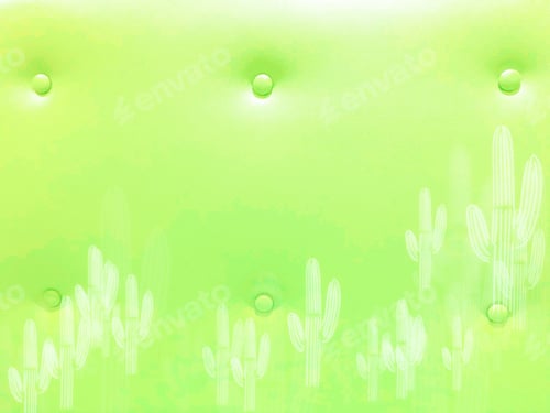 Preview: Bright lime green background with cute cactus illustrations. Space for copy.