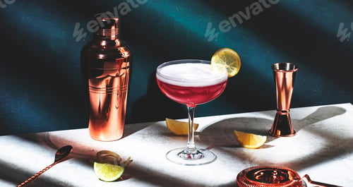 Preview: Elegant Cocktail Composition with Lemon Slice