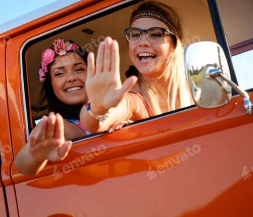 Preview: Hippie friends in a van on a road trip