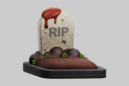 Preview: Tombstone with red drip and green plants