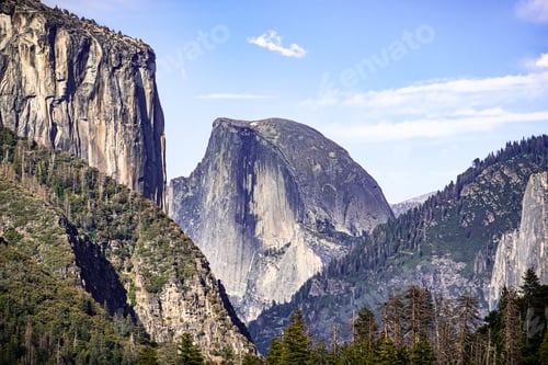 Preview: View towards Half Dome; El Capitan visible on the left; Yosemite National Park, California