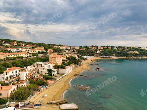 Preview: Top view of the city and the promenade located in Castiglioncello in Tuscany. Italy, Livorno