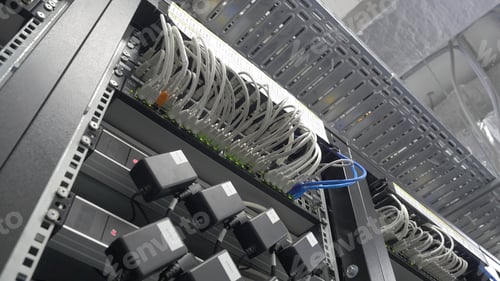 Preview: Storage servers are located in the server room of the data center. Back of the server installed in