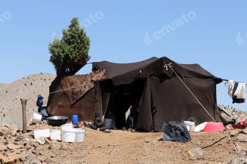 Preview: Nomads living in Turkey. Tent made of goat hair.