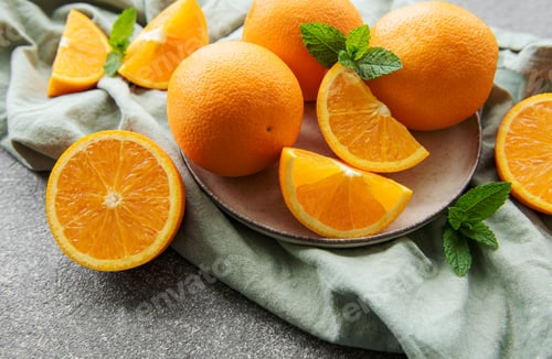 Preview: Fresh ripe oranges on concrete background