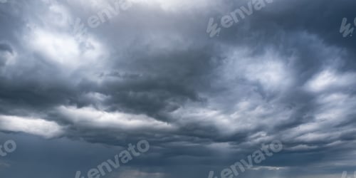 Preview: panorama of black sky background with storm clouds. thunder front